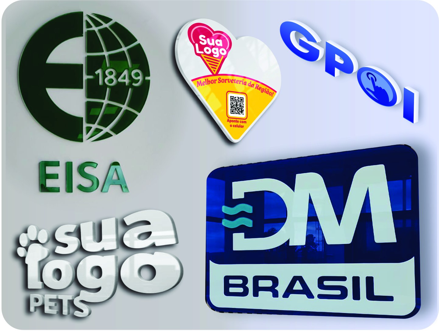 Logos em ACM, acrílico e PVC expandido