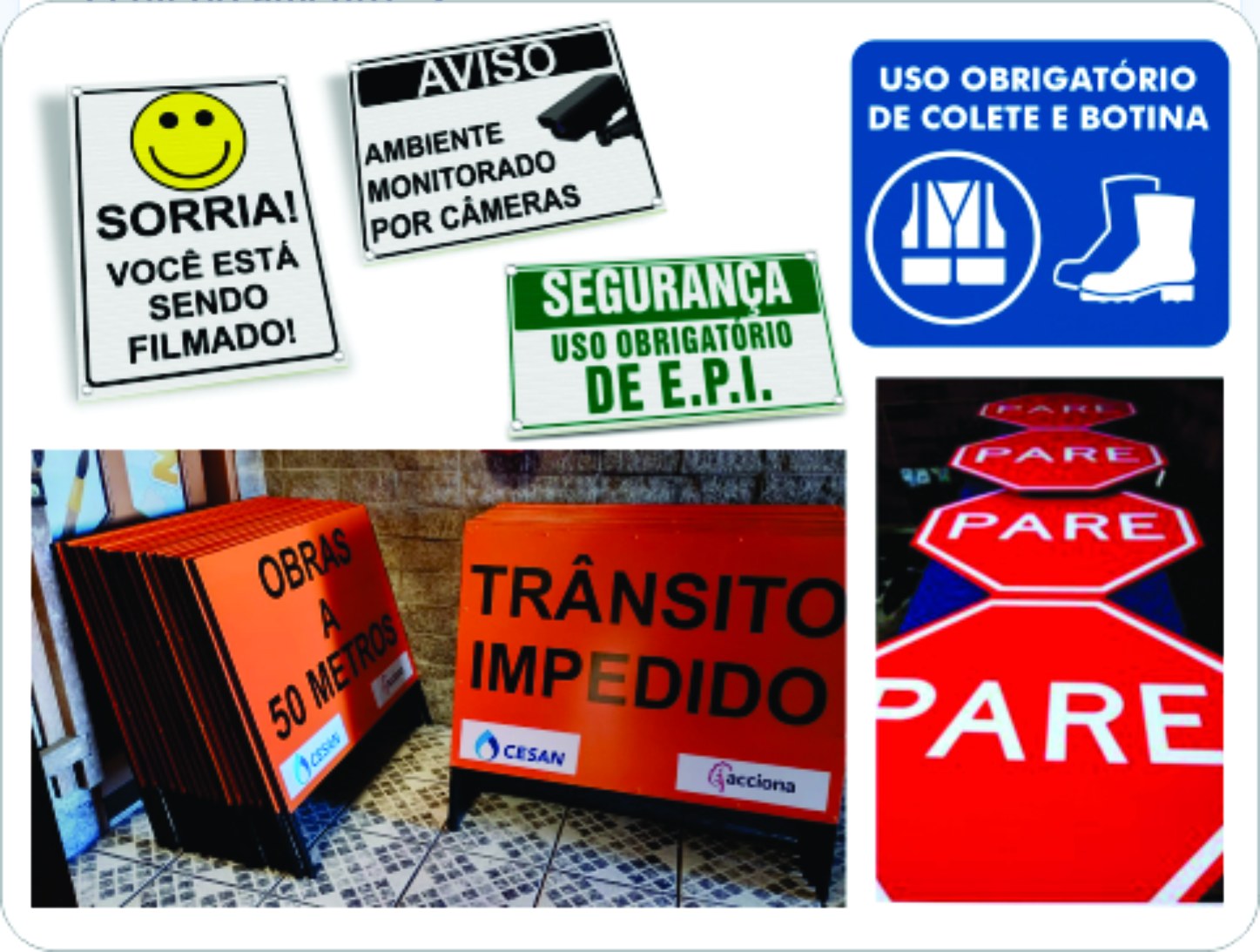 Placas de sinalização — ACM, PVC e PS